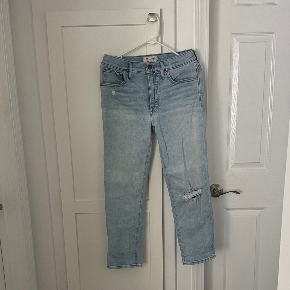 Madewell Casual Ripped Straight Leg Jean “mid-rise classic straight”